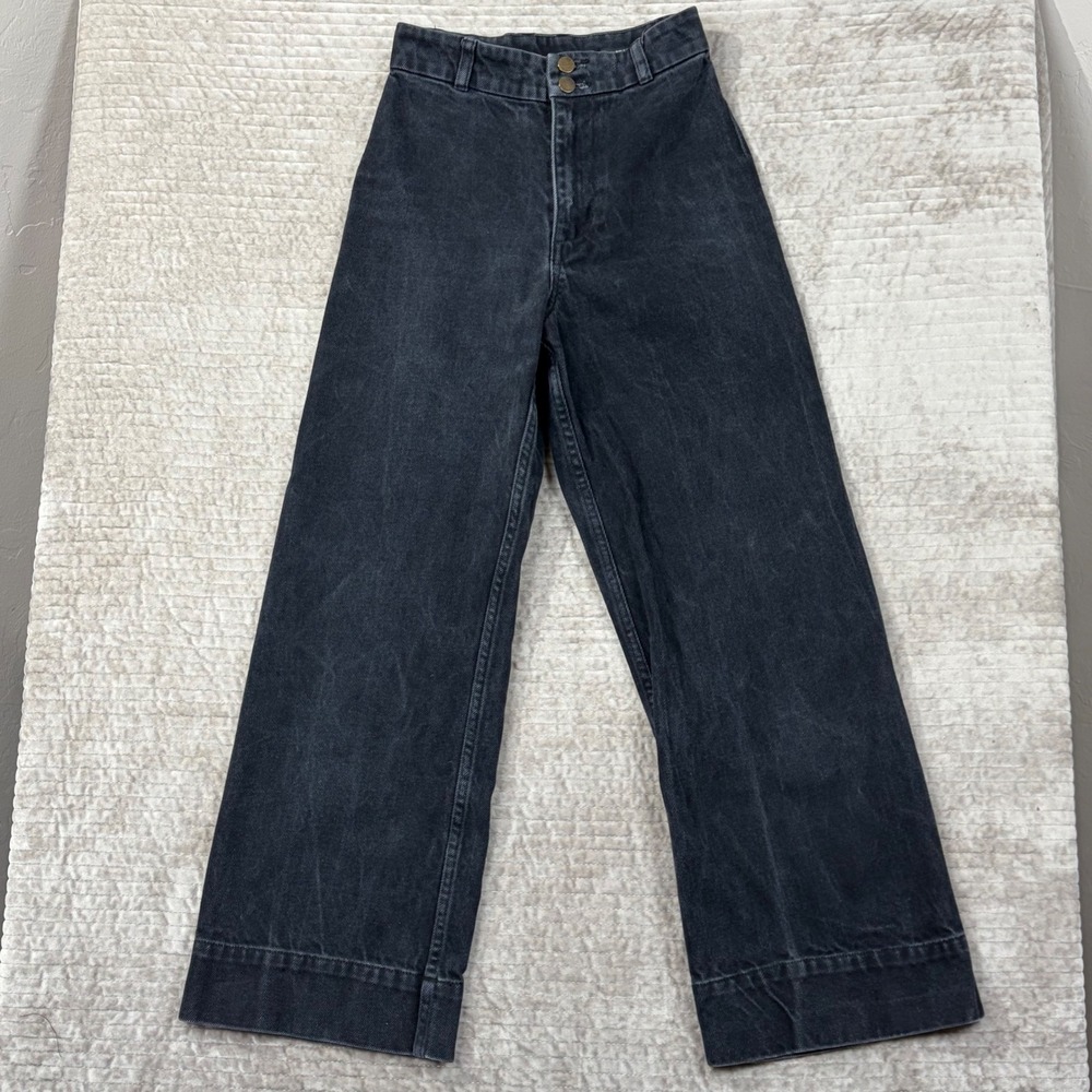 Thrills‎ Belle High Waist Wide Leg Crop Jeans Black Denim Women's Size 4